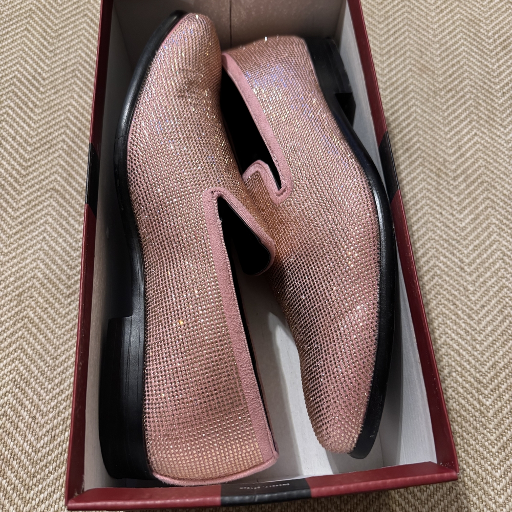 Pink Dazzeled Loafers For Men